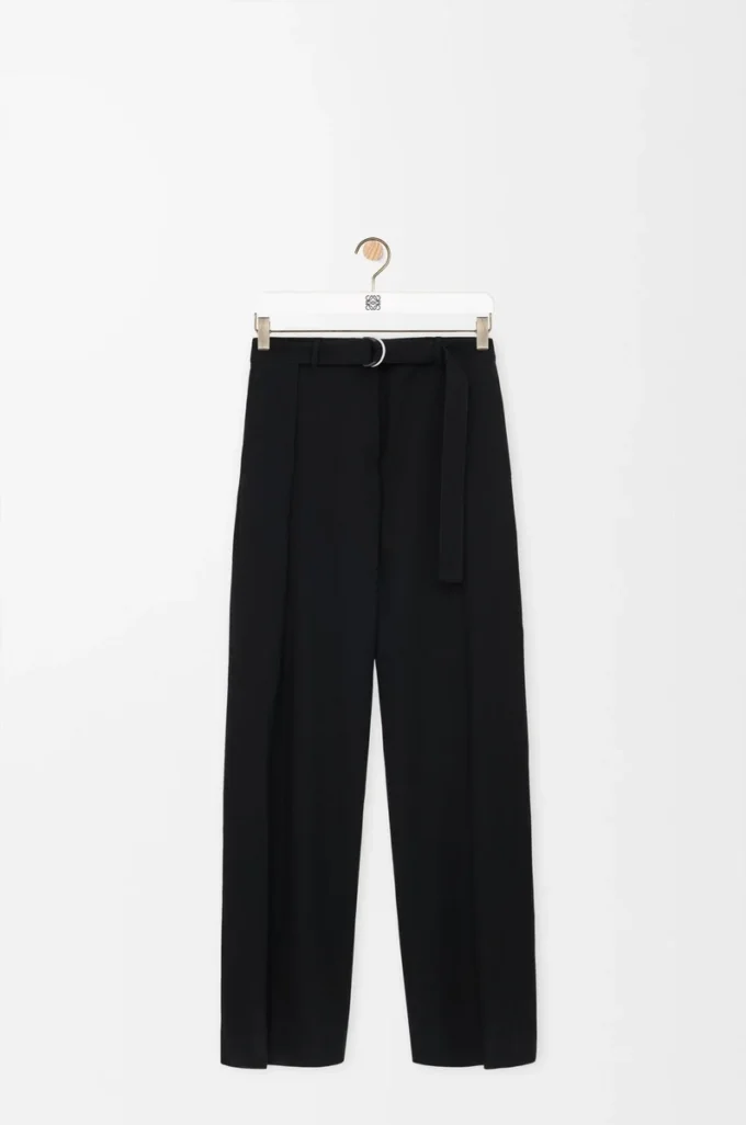 Gürtelhose aus Wolle Schwarz