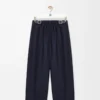 Gürtelhose aus Wolle und Seide in Marineblau