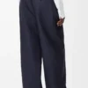 Gürtelhose aus Wolle und Seide in Marineblau