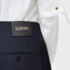 Gürtelhose aus Wolle und Seide in Marineblau