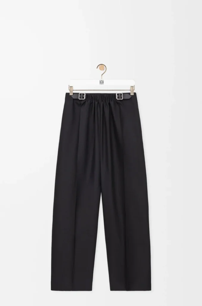 Gürtelhose aus Wolle und Seide Schwarz