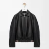Gürteljacke aus Nappalammleder in Schwarz
