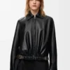 Gürteljacke aus Nappalammleder in Schwarz