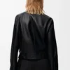 Gürteljacke aus Nappalammleder in Schwarz