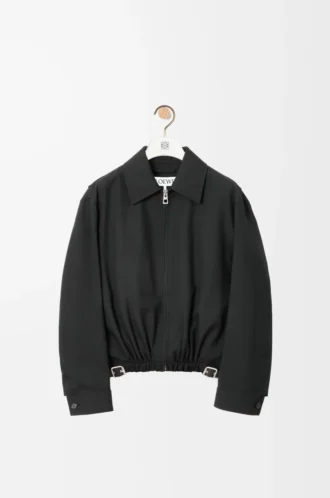 Gürteljacke aus Wolle Schwarz
