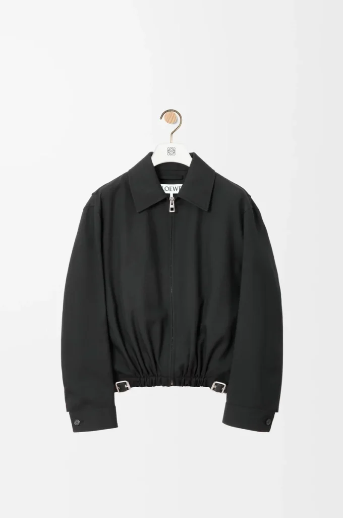 Gürteljacke aus Wolle Schwarz