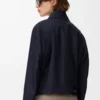 Gürteljacke aus Wolle und Seide Marineblau