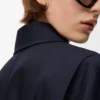 Gürteljacke aus Wolle und Seide Marineblau