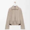 Gürteljacke aus Ziegenwildleder Dunkelbeige