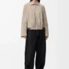 Gürteljacke aus Ziegenwildleder Dunkelbeige