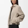 Gürteljacke aus Ziegenwildleder Dunkelbeige