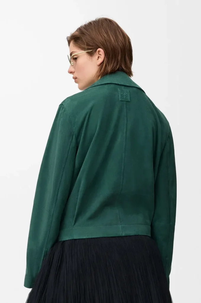 Gürteljacke aus Ziegenwildleder Grün