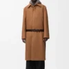 Gürtelmantel aus Wolle in Camel/Braun
