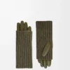 Handschuhe aus Kaschmir und Nappalammleder Dunkelkhaki
