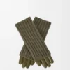 Handschuhe aus Kaschmir und Nappalammleder Dunkelkhaki