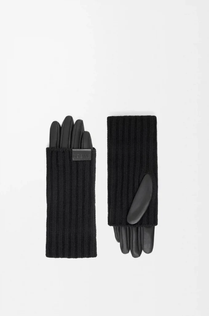 Handschuhe aus Kaschmir und Nappalammleder Schwarz