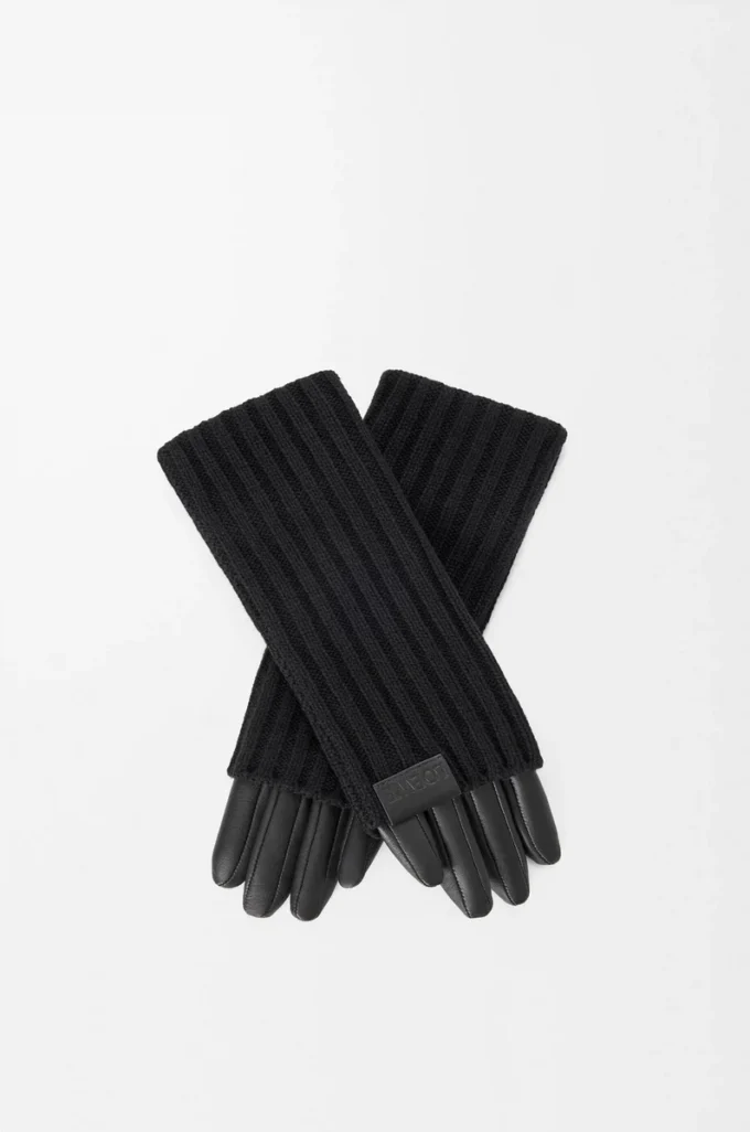 Handschuhe aus Kaschmir und Nappalammleder Schwarz
