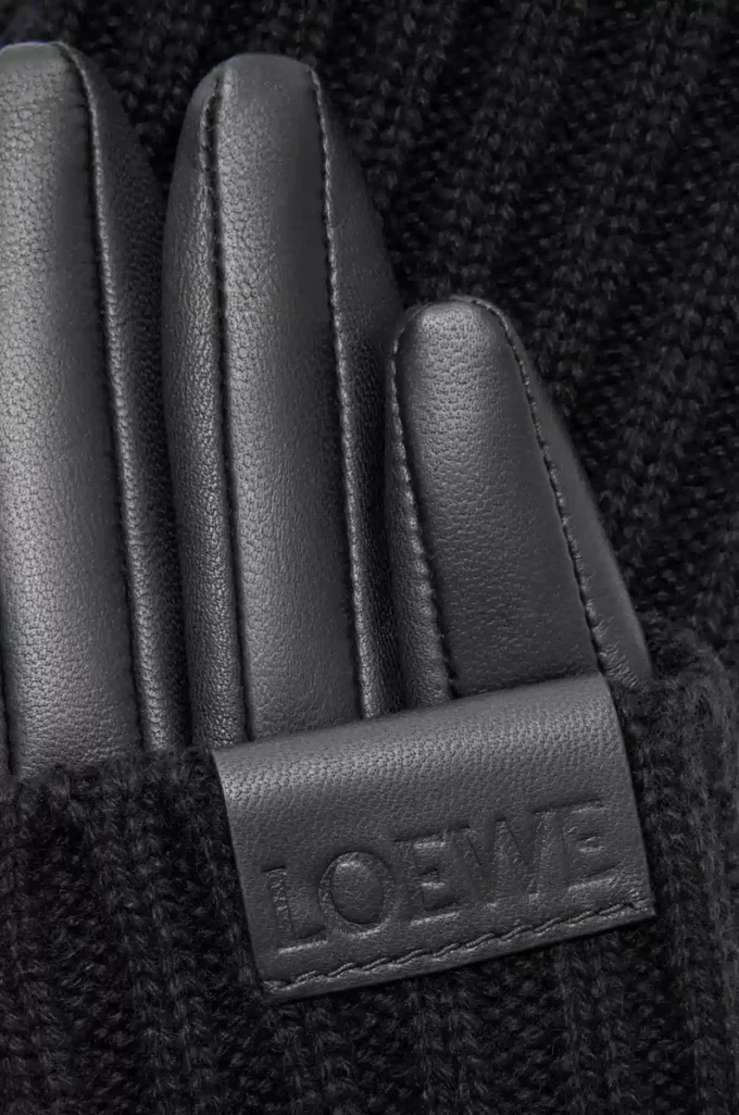 Handschuhe aus Kaschmir und Nappalammleder Schwarz