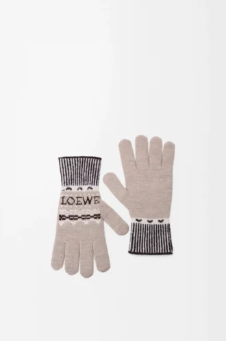 Handschuhe aus Wollmischung Beige/Mehrfarbig