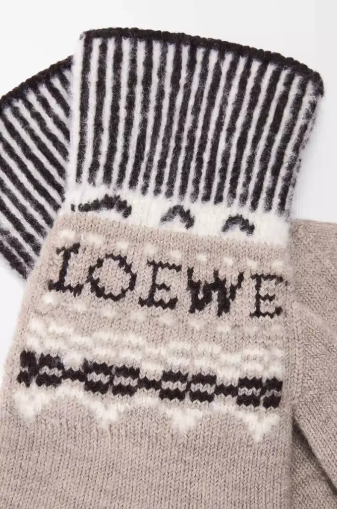 Handschuhe aus Wollmischung Beige/Mehrfarbig