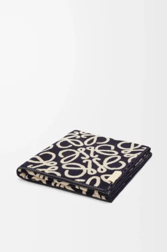 Handtuch aus Baumwolle Marineblau/Beige