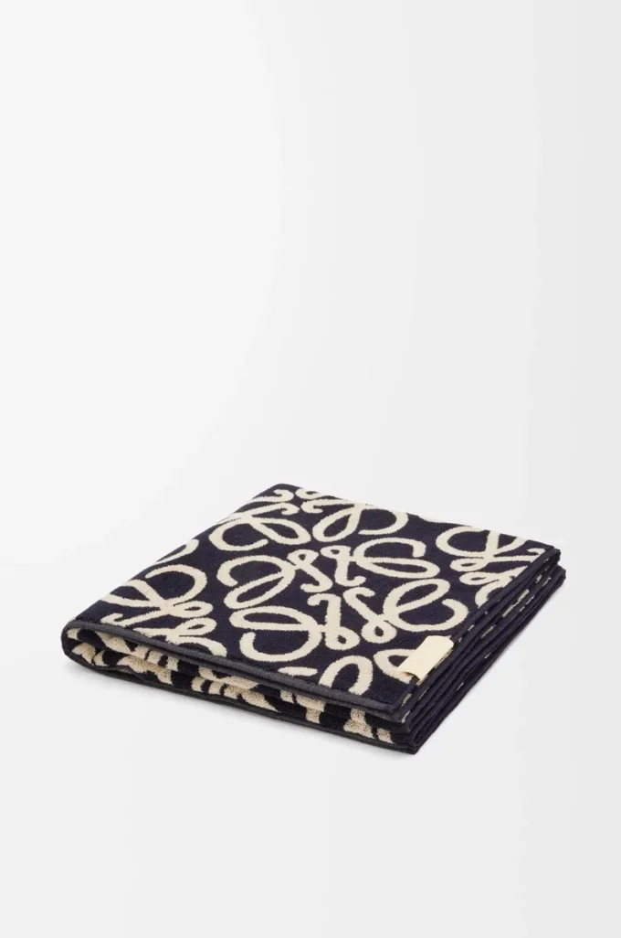 Handtuch aus Baumwolle Marineblau/Beige