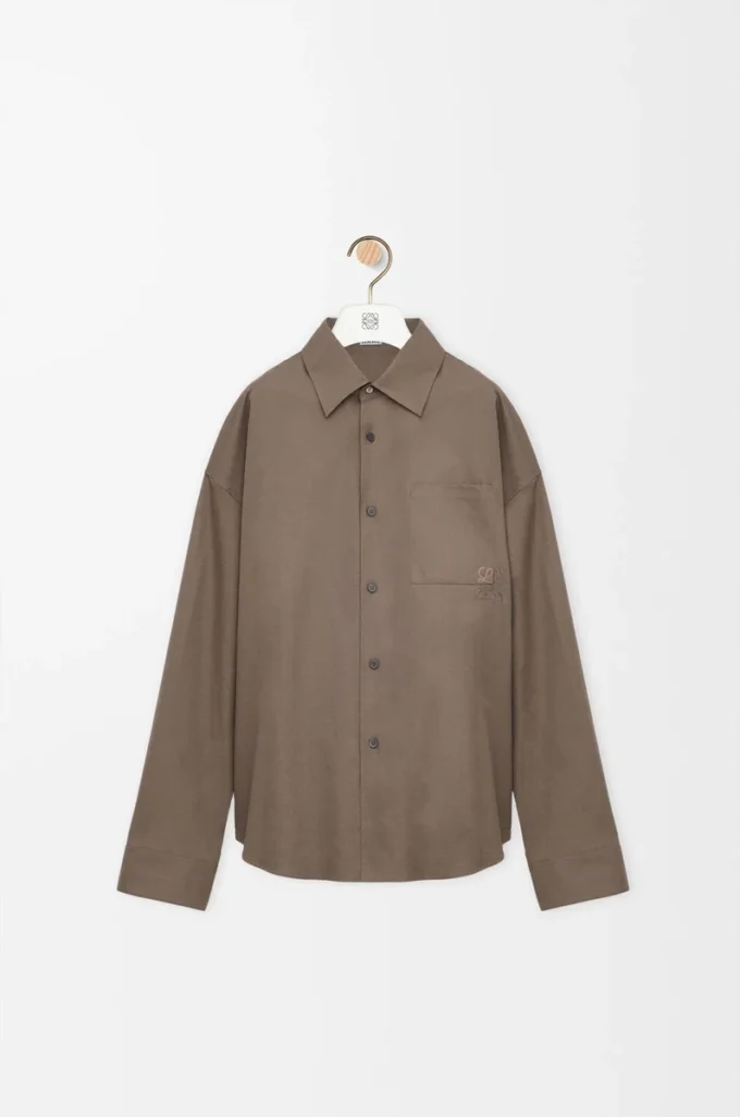 Hemd aus Baumwolle in Khaki-Braun