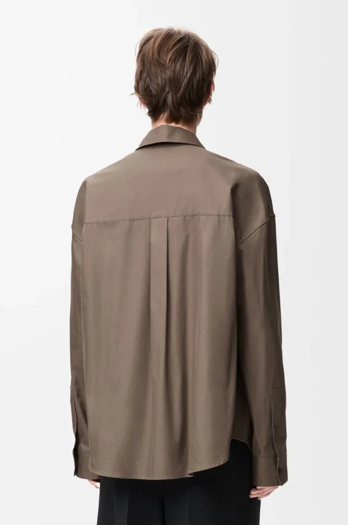 Hemd aus Baumwolle in Khaki-Braun