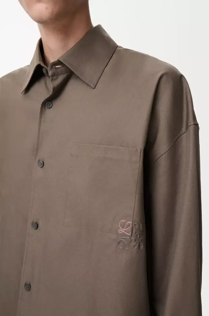 Hemd aus Baumwolle in Khaki-Braun