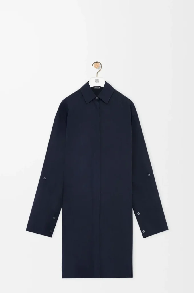 Hemdkleid aus Baumwolle in Marineblau