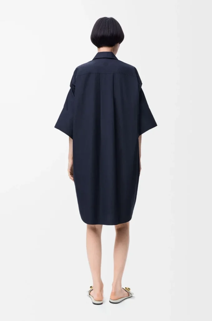 Hemdkleid aus Baumwolle in Marineblau