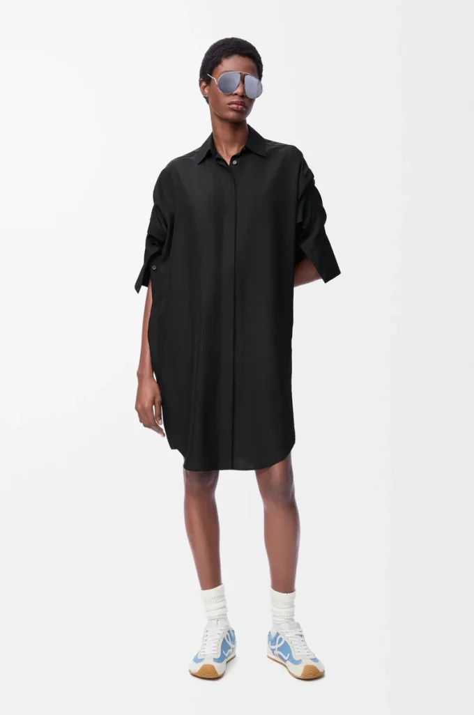 Hemdkleid aus Seide Schwarz