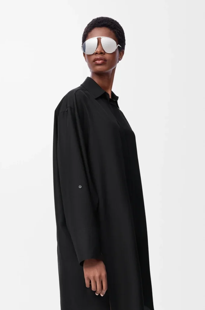 Hemdkleid aus Seide Schwarz