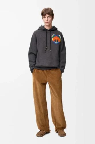 Hoodie aus Baumwolle in Dunkelgrau meliert