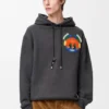 Hoodie aus Baumwolle in Dunkelgrau meliert