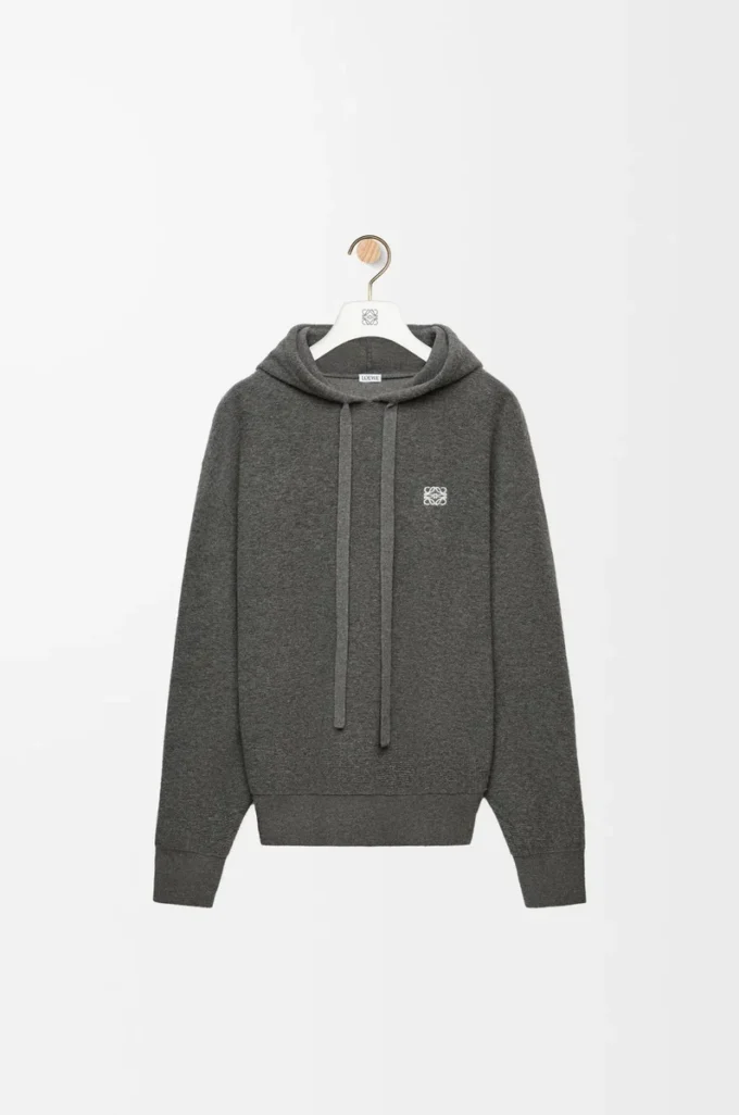 Hoodie aus Wolle in Grau