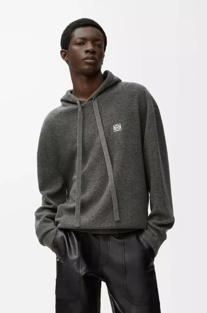 Hoodie aus Wolle in Grau