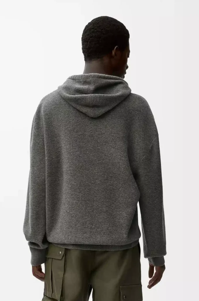 Hoodie aus Wolle in Grau