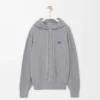 Hoodie aus Wolle in Hellgrau meliert
