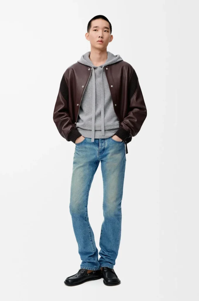 Hoodie aus Wolle in Hellgrau meliert