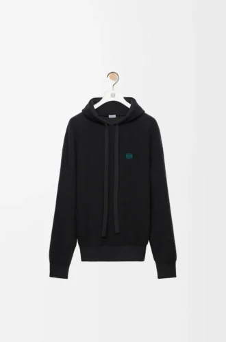 Hoodie aus Wolle in Schwarz