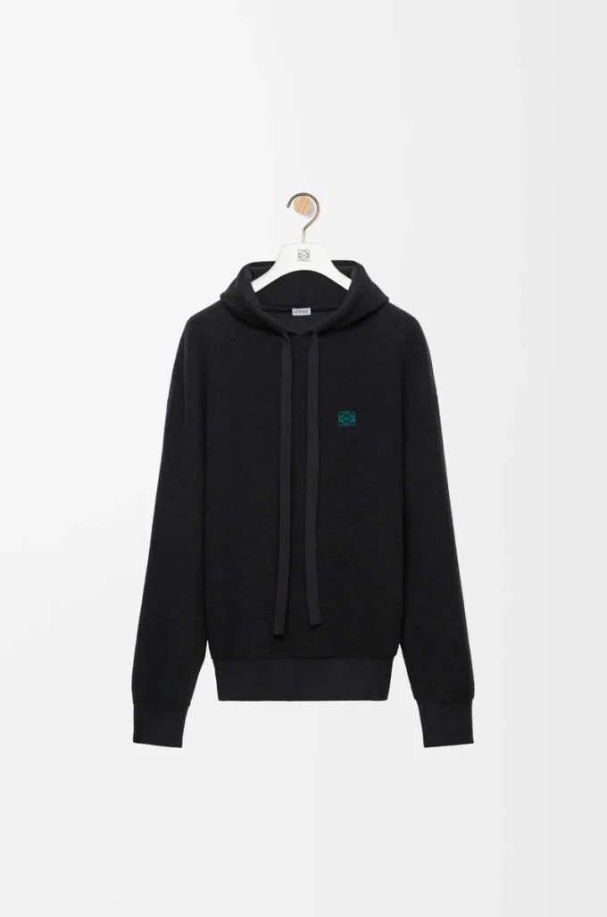 Hoodie aus Wolle in Schwarz