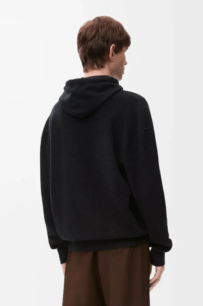 Hoodie aus Wolle in Schwarz