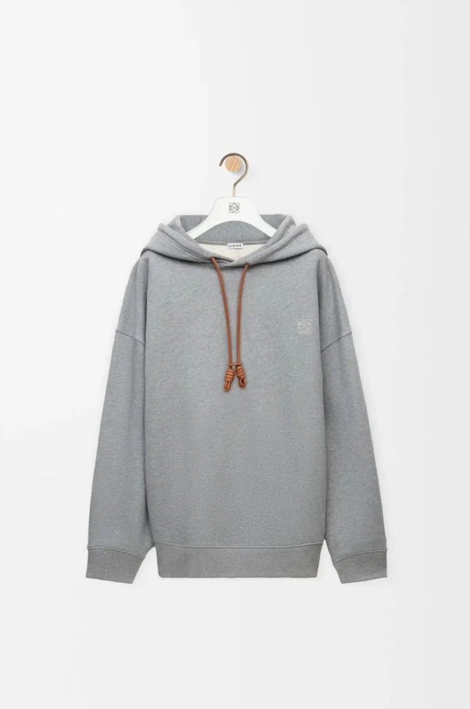 Hoodie in lockerer Passform aus Baumwolle in Grau Melange