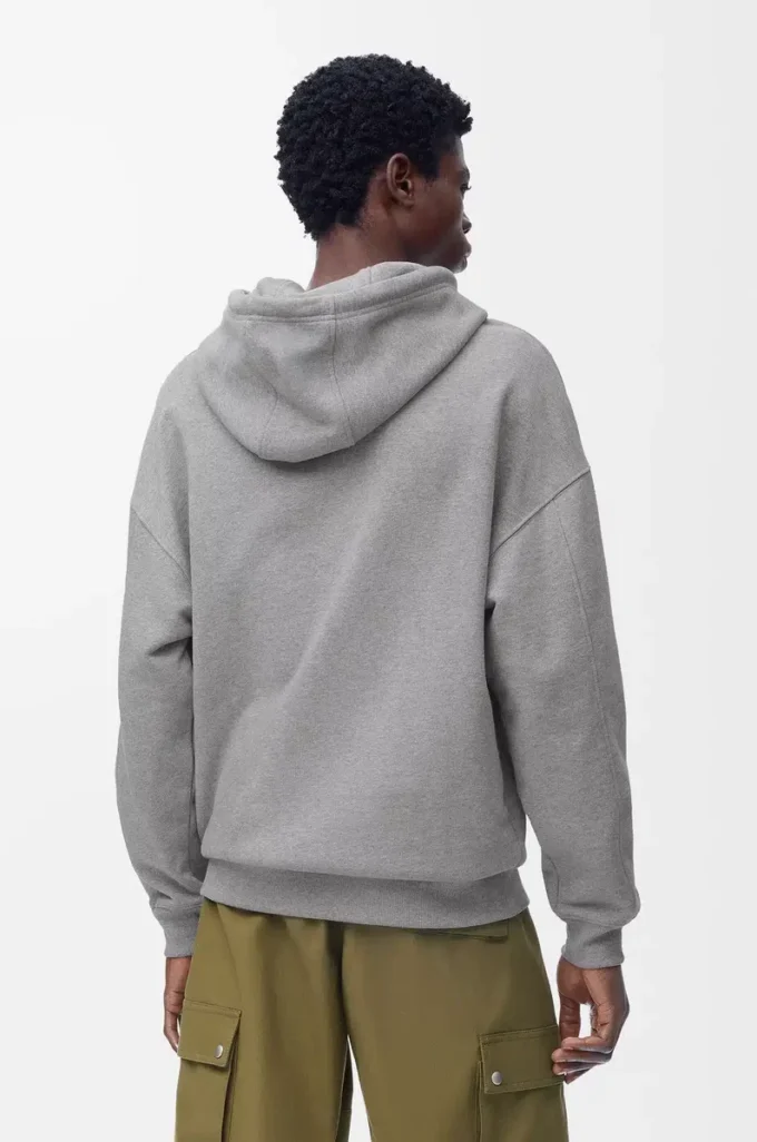 Hoodie in lockerer Passform aus Baumwolle in Grau Melange