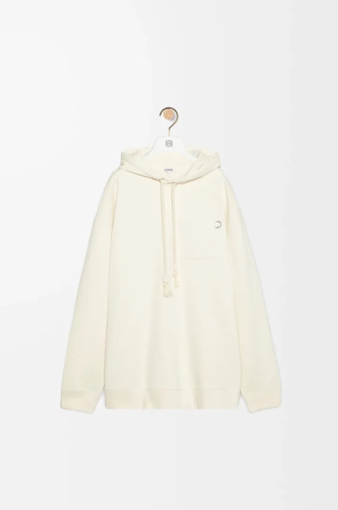 Hoodie in lockerer Passform aus Baumwolle in Weiß
