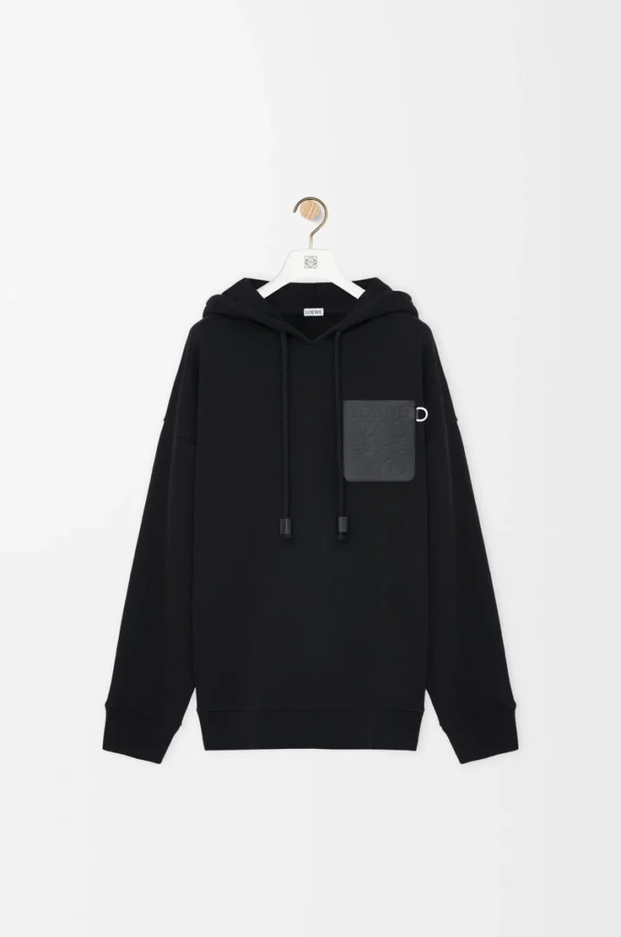 Hoodie in lockerer Passform aus Baumwolle Schwarz