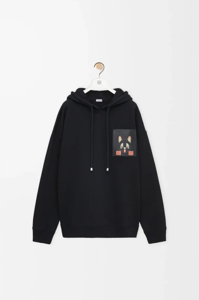 Hoodie in lockerer Passform aus Baumwolle Schwarz
