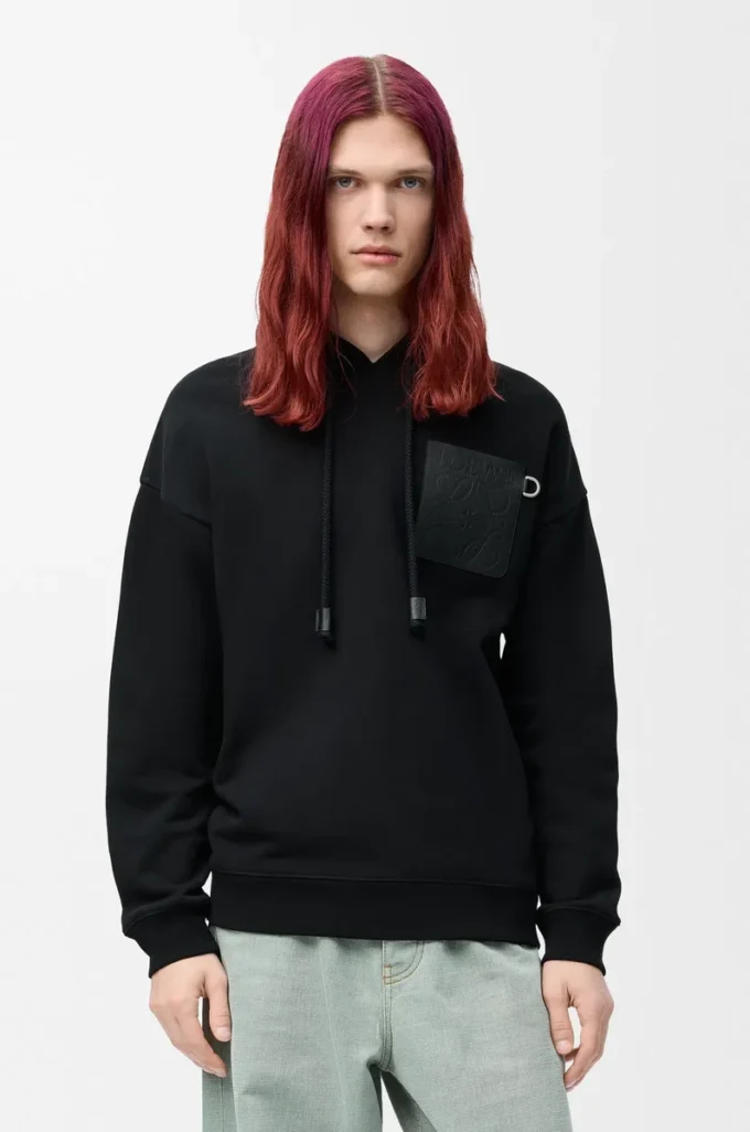 Hoodie in lockerer Passform aus Baumwolle Schwarz