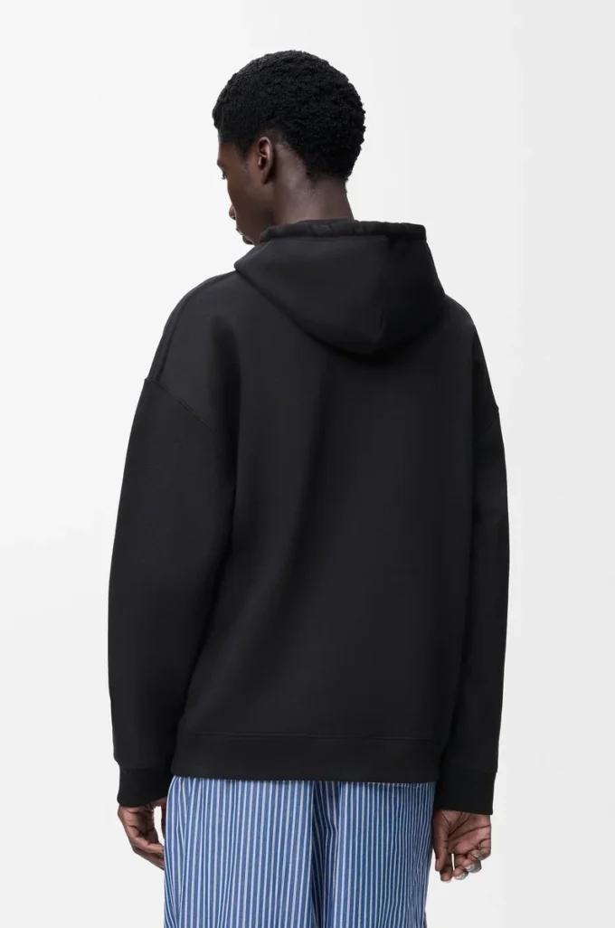 Hoodie in lockerer Passform aus Baumwolle Schwarz